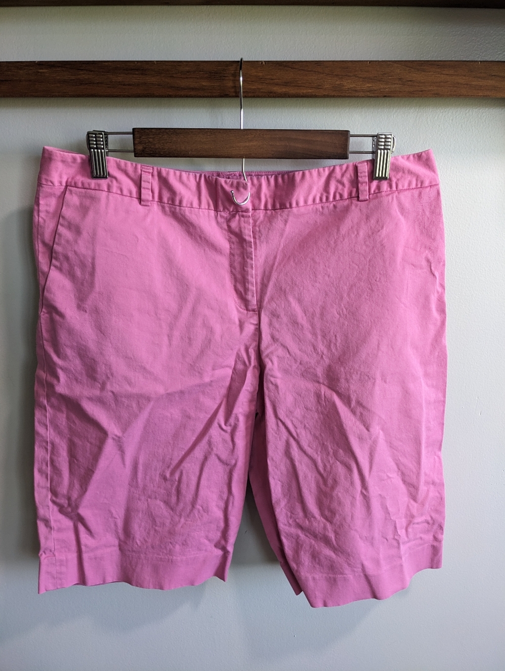 🌸 Women's Pendleton Pink Bermuda Shorts Size 12 | Zipper Fly Double Clip Preppy